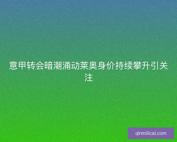 意甲转会暗潮涌动莱奥身价持续攀升引关注
