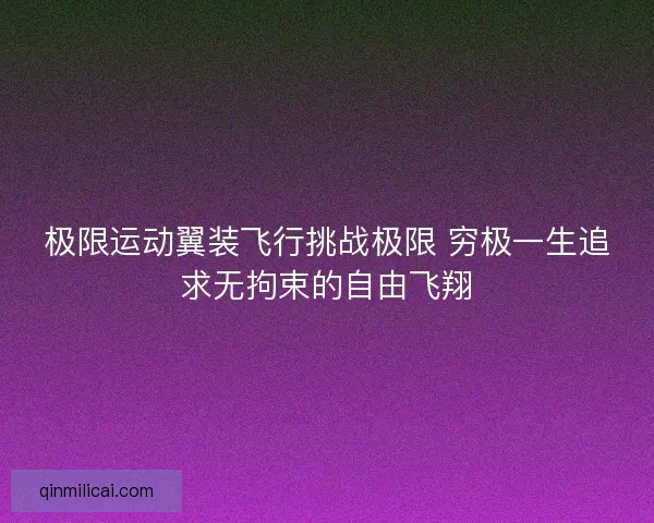 极限运动翼装飞行挑战极限 穷极一生追求无拘束的自由飞翔
